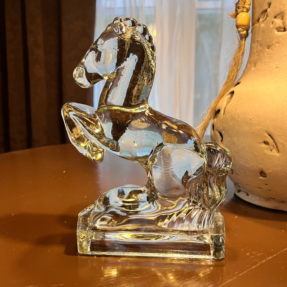 VINTAGE MCM ART GLASS HORSE SINGLE BOOKEND. Glass Art Deco